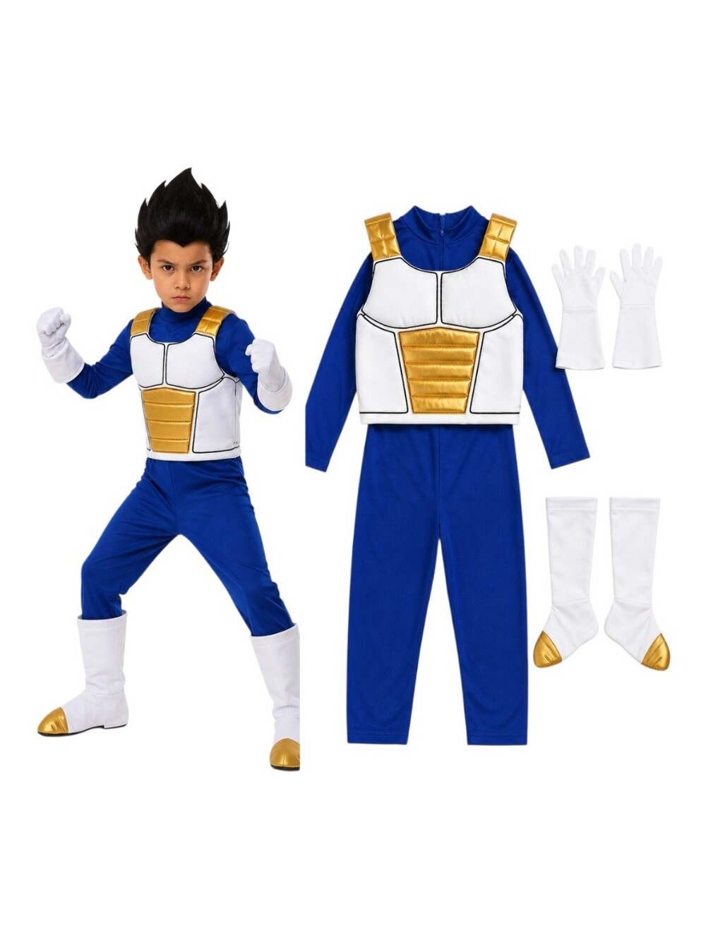 Dragon Ball Z Vegeta Boys XS Costume NEW Complete Saiyan Armor Cosplay